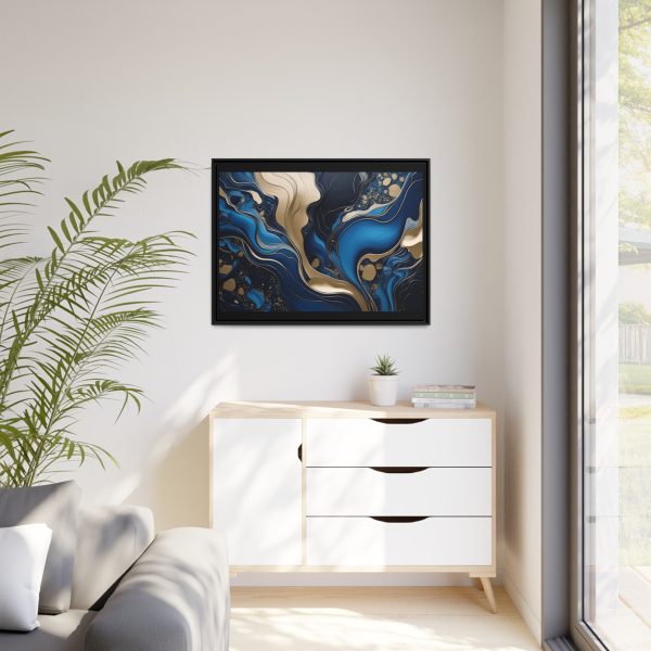 Blue Gold Abstract Art 3 Matte Canvas, Black Frame - Image 35