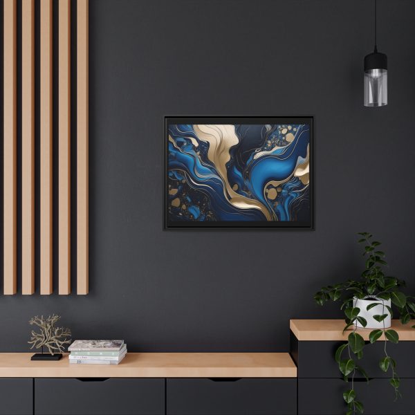 Blue Gold Abstract Art 3 Matte Canvas, Black Frame - Image 28