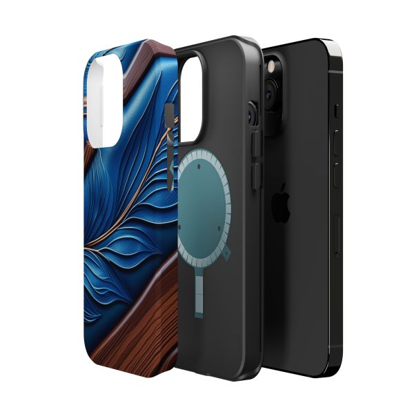 Blue Leather - Custom Magnetic Tough Case for iPhone - Dual Layer Protection with MagSafe® Compatibility - Matte or Glossy Finish - Image 68