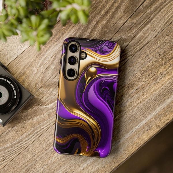 Purple and Gold Liquid iPhone | Samsung | Samsung Galaxy | Google Pixel - Cell Phone Tough Cases - Image 199