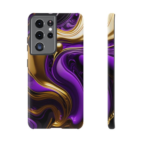 Purple and Gold Liquid iPhone | Samsung | Samsung Galaxy | Google Pixel - Cell Phone Tough Cases - Image 57