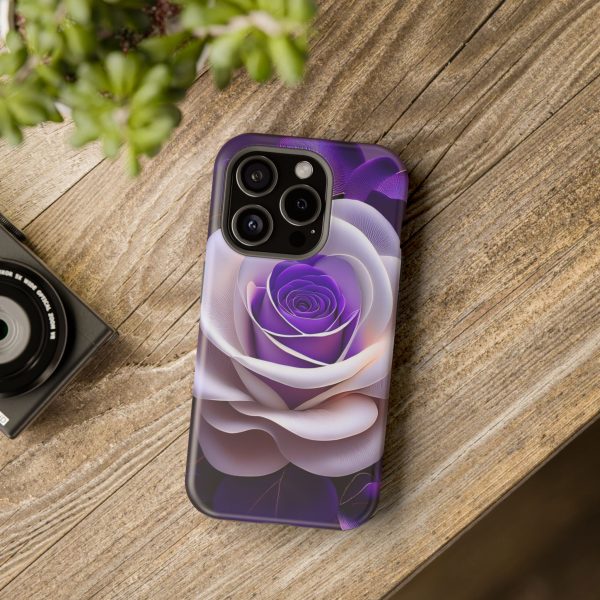 Purple and White Custom Magnetic Tough Case for iPhone - Dual Layer Protection with MagSafe® Compatibility - Matte or Glossy Finish - Image 100