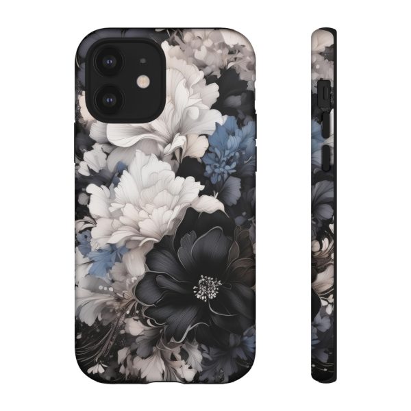 Black and White Flowers iPhone | Samsung | Samsung Galaxy | Google Pixel - Cell Phone Tough Cases - Image 32