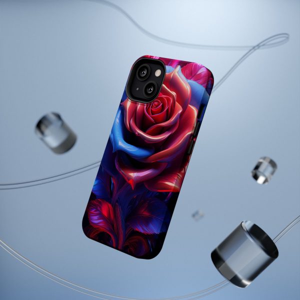 Red and Blue Rose- Custom Magnetic Tough Case for iPhone - Dual Layer Protection with MagSafe® Compatibility - Matte or Glossy Finish - Image 45