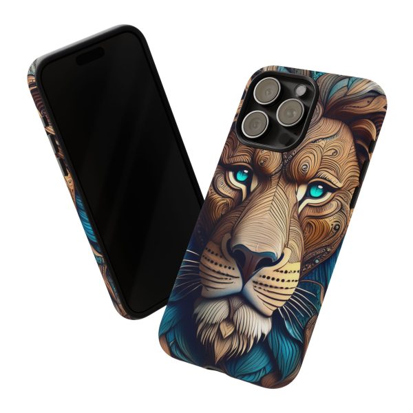 Wood Lion Art iPhone | Google Pixel - Cell Phone Tough Cases - Image 115