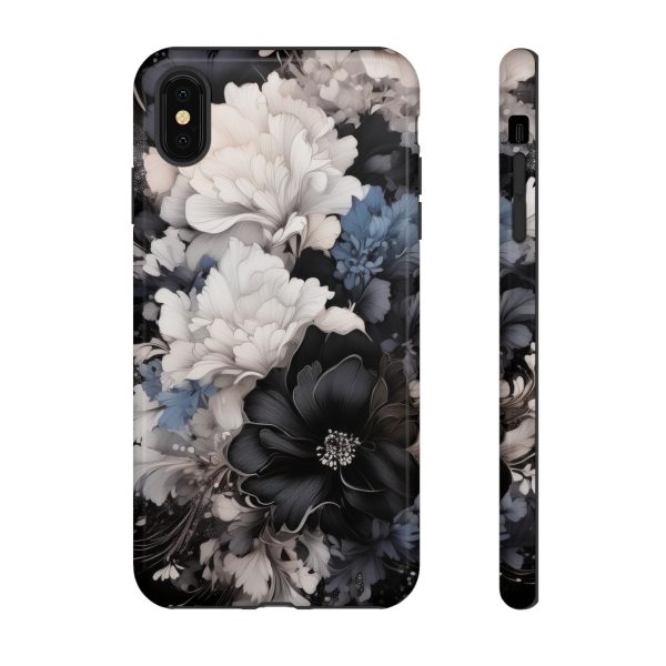 Black and White Flowers iPhone | Samsung | Samsung Galaxy | Google Pixel - Cell Phone Tough Cases - Image 11