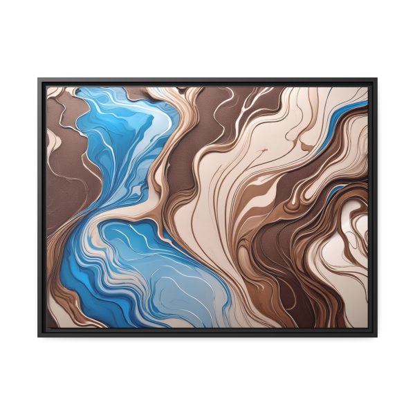 Brown and Teal Abstract BT3 Matte Canvas, Black Frame - Image 25