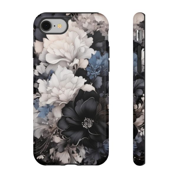 Black and White Flowers iPhone | Samsung | Samsung Galaxy | Google Pixel - Cell Phone Tough Cases