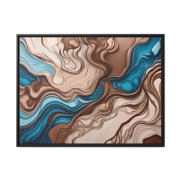 Brown and Teal Abstract BT4 Matte Canvas, Black Frame - Image 33