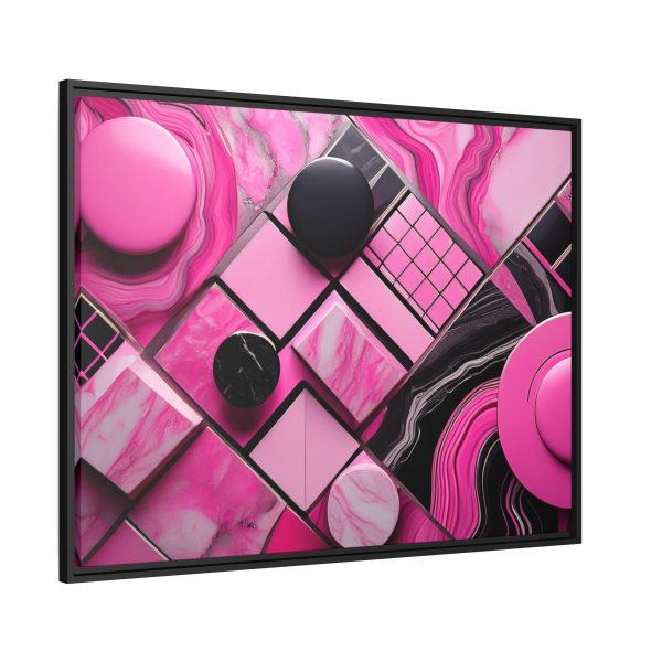 Pink And Black Abstract 2 Matte Canvas, Black Frame - Image 34