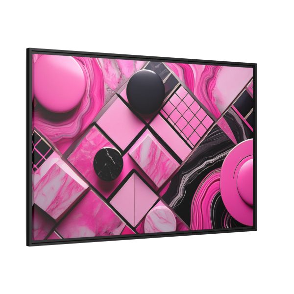 Pink And Black Abstract 2 Matte Canvas, Black Frame - Image 38