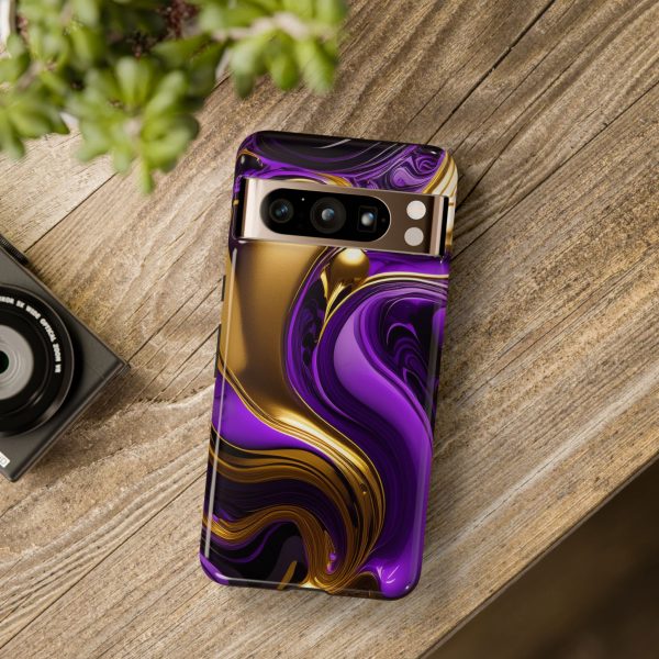 Purple and Gold Liquid iPhone | Samsung | Samsung Galaxy | Google Pixel - Cell Phone Tough Cases - Image 219