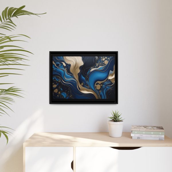 Blue Gold Abstract Art 3 Matte Canvas, Black Frame - Image 19