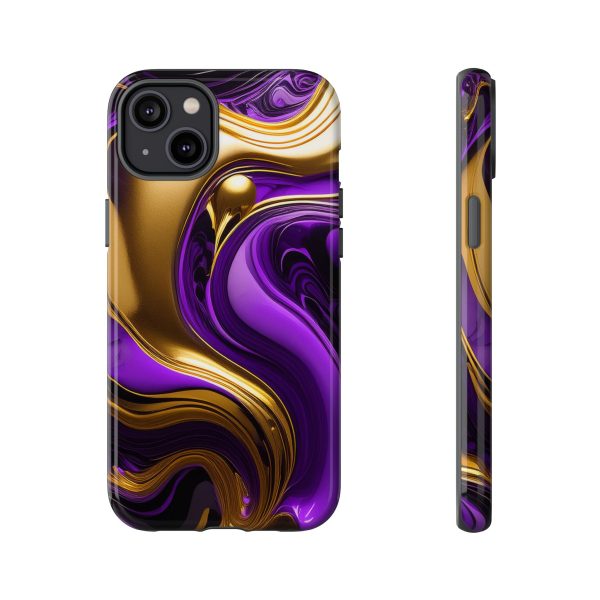 Purple and Gold Liquid iPhone | Samsung | Samsung Galaxy | Google Pixel - Cell Phone Tough Cases - Image 105