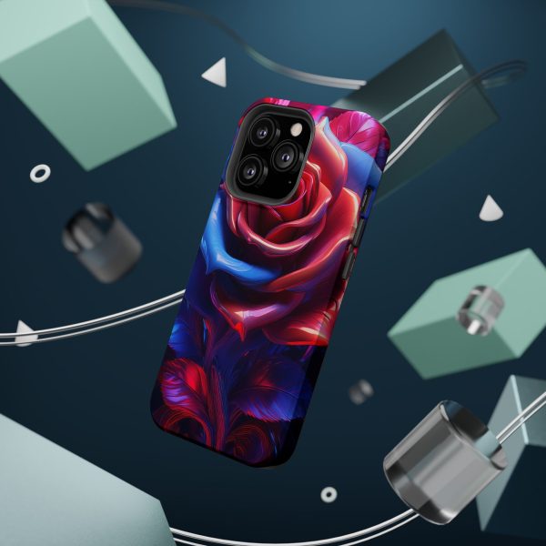 Red and Blue Rose- Custom Magnetic Tough Case for iPhone - Dual Layer Protection with MagSafe® Compatibility - Matte or Glossy Finish - Image 68