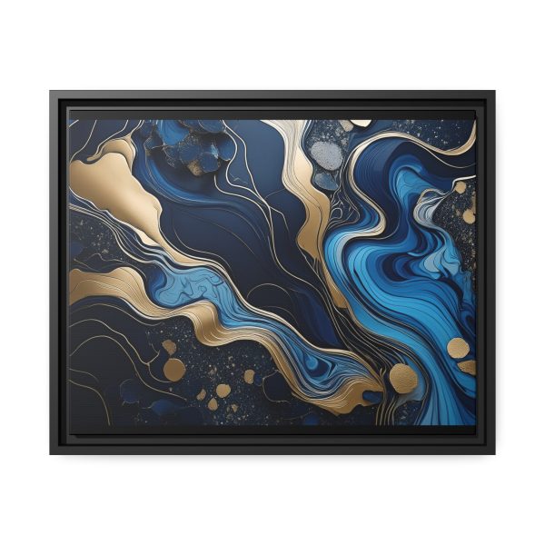 Blue Gold Abstract Art 1 Matte Canvas, Black Frame - Image 13