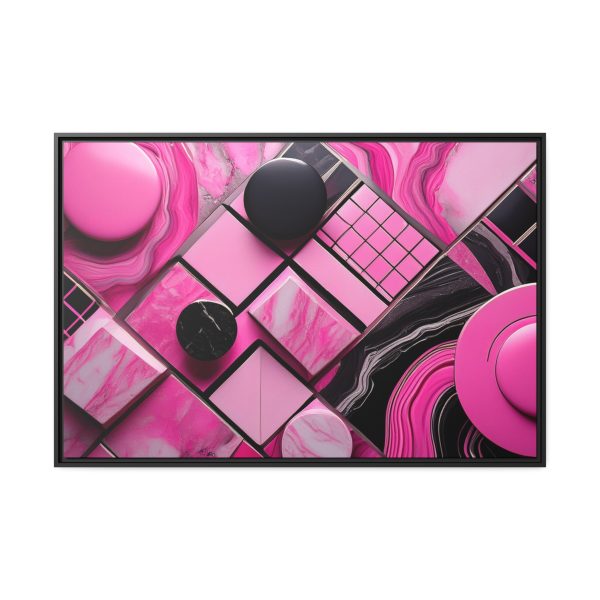 Pink And Black Abstract 2 Matte Canvas, Black Frame - Image 37