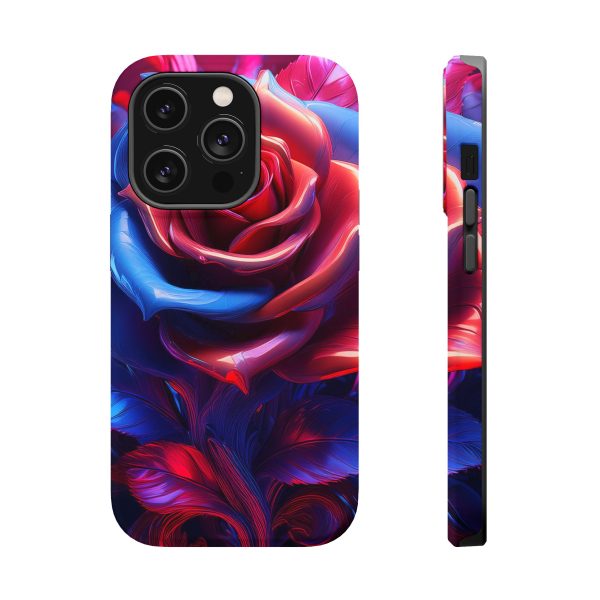 Red and Blue Rose- Custom Magnetic Tough Case for iPhone - Dual Layer Protection with MagSafe® Compatibility - Matte or Glossy Finish - Image 16