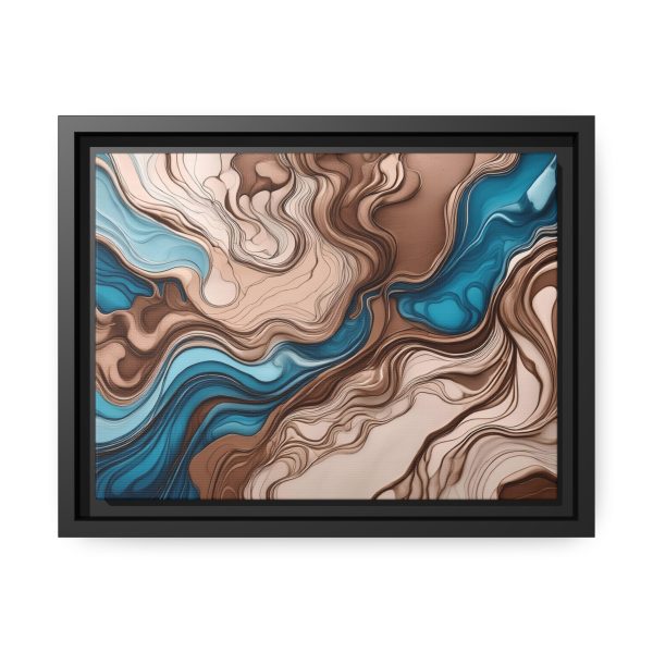 Brown and Teal Abstract BT4 Matte Canvas, Black Frame