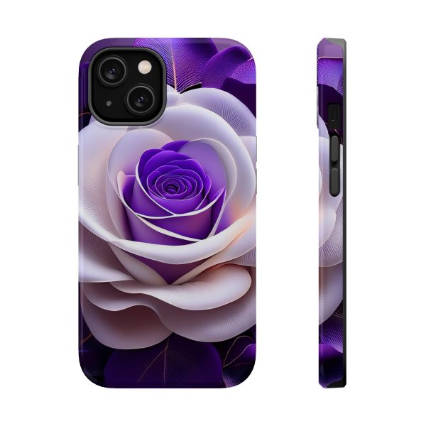 Purple and White Custom Magnetic Tough Case for iPhone - Dual Layer Protection with MagSafe® Compatibility - Matte or Glossy Finish