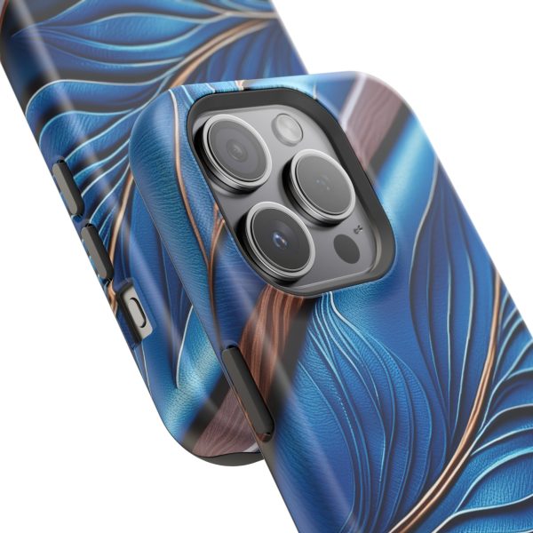 Blue Leather - Custom Magnetic Tough Case for iPhone - Dual Layer Protection with MagSafe® Compatibility - Matte or Glossy Finish - Image 98