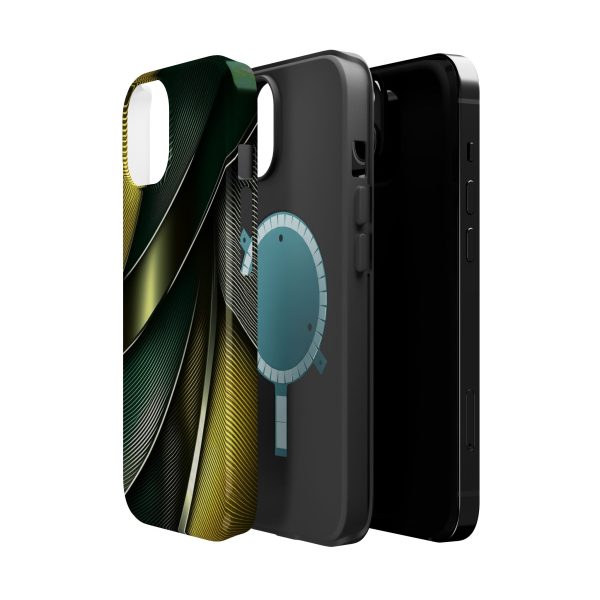 Green and Yellow Carbon Custom Magnetic Tough Case for iPhone - Dual Layer Protection with MagSafe® Compatibility - Matte or Glossy Finish - Image 2