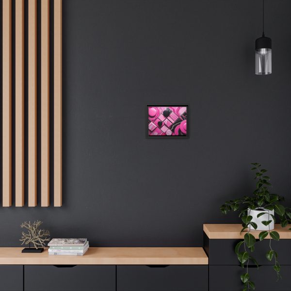 Pink And Black Abstract 2 Matte Canvas, Black Frame - Image 4