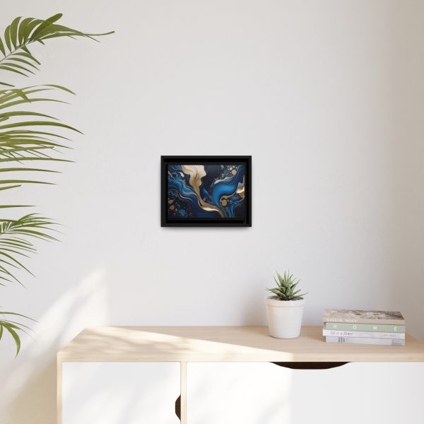 Blue Gold Abstract Art 3 Matte Canvas, Black Frame - Image 3