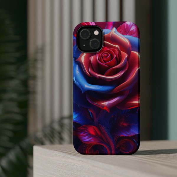 Red and Blue Rose- Custom Magnetic Tough Case for iPhone - Dual Layer Protection with MagSafe® Compatibility - Matte or Glossy Finish - Image 29