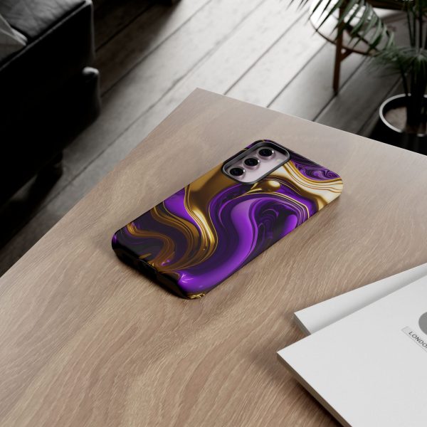 Purple and Gold Liquid iPhone | Samsung | Samsung Galaxy | Google Pixel - Cell Phone Tough Cases - Image 132