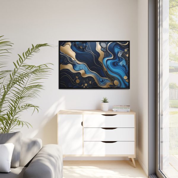 Blue Gold Abstract Art 1 Matte Canvas, Black Frame - Image 39