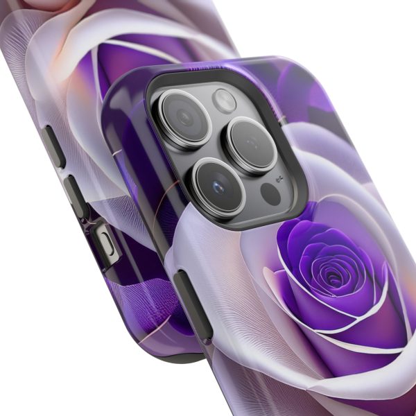 Purple and White Custom Magnetic Tough Case for iPhone - Dual Layer Protection with MagSafe® Compatibility - Matte or Glossy Finish - Image 93