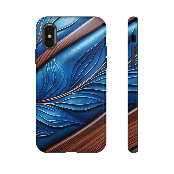 Blue Leather iPhone | Samsung | Samsung Galaxy | Google Pixel - Cell Phone Tough Cases - Image 9