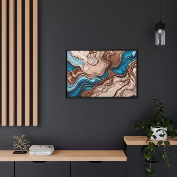 Brown and Teal Abstract BT4 Matte Canvas, Black Frame - Image 32