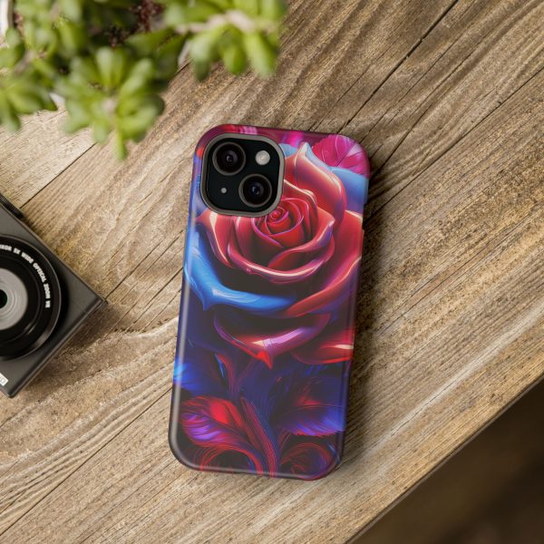 Red and Blue Rose- Custom Magnetic Tough Case for iPhone - Dual Layer Protection with MagSafe® Compatibility - Matte or Glossy Finish - Image 90