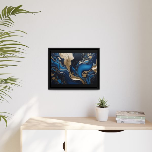 Blue Gold Abstract Art 3 Matte Canvas, Black Frame - Image 15