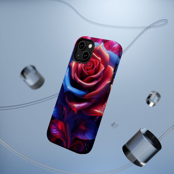 Red and Blue Rose- Custom Magnetic Tough Case for iPhone - Dual Layer Protection with MagSafe® Compatibility - Matte or Glossy Finish - Image 5