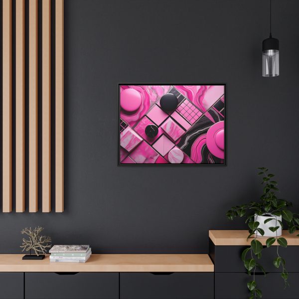 Pink And Black Abstract 2 Matte Canvas, Black Frame - Image 28