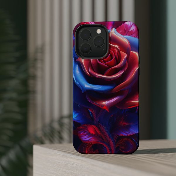 Red and Blue Rose- Custom Magnetic Tough Case for iPhone - Dual Layer Protection with MagSafe® Compatibility - Matte or Glossy Finish - Image 79