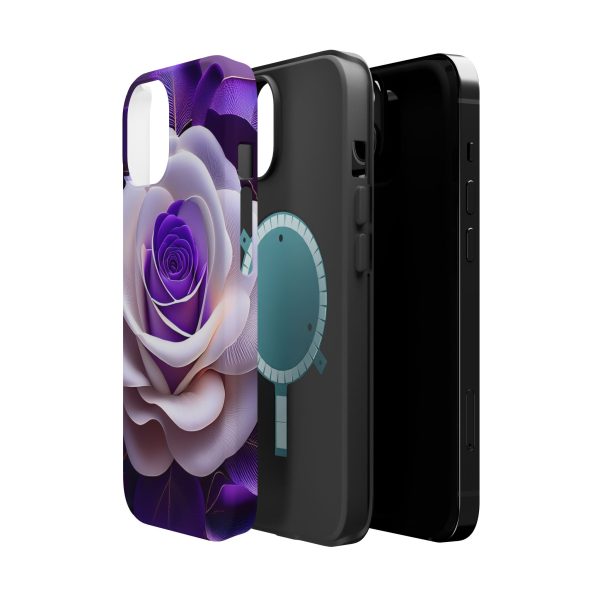 Purple and White Custom Magnetic Tough Case for iPhone - Dual Layer Protection with MagSafe® Compatibility - Matte or Glossy Finish - Image 7