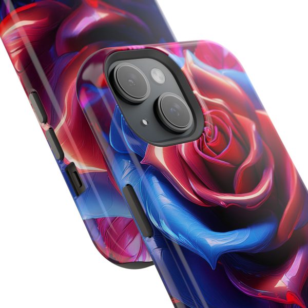 Red and Blue Rose- Custom Magnetic Tough Case for iPhone - Dual Layer Protection with MagSafe® Compatibility - Matte or Glossy Finish - Image 83