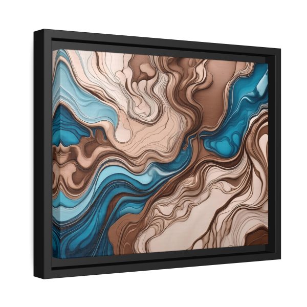 Brown and Teal Abstract BT4 Matte Canvas, Black Frame - Image 6