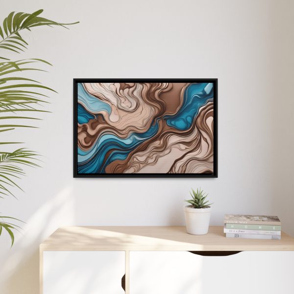 Brown and Teal Abstract BT4 Matte Canvas, Black Frame - Image 23