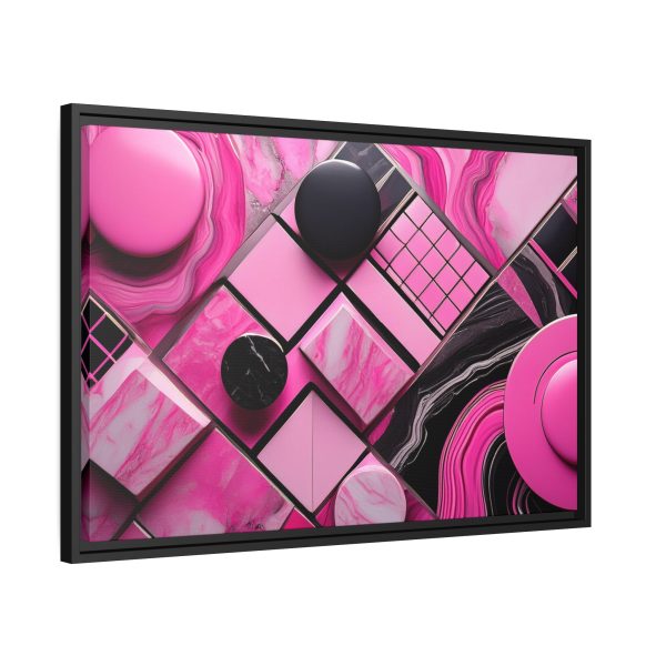 Pink And Black Abstract 2 Matte Canvas, Black Frame - Image 22