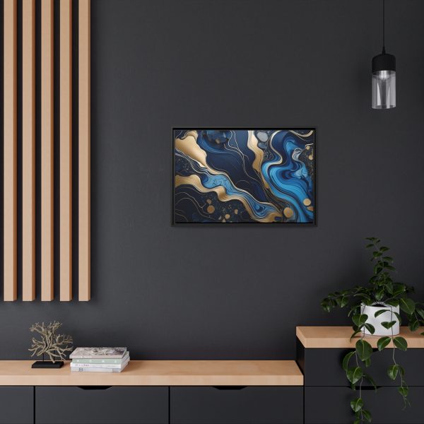 Blue Gold Abstract Art 1 Matte Canvas, Black Frame - Image 24