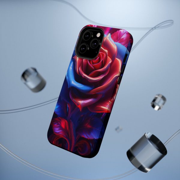 Red and Blue Rose- Custom Magnetic Tough Case for iPhone - Dual Layer Protection with MagSafe® Compatibility - Matte or Glossy Finish - Image 80