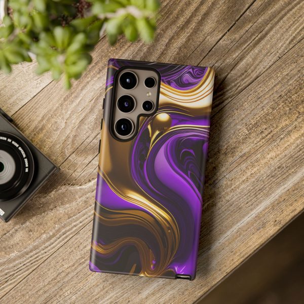 Purple and Gold Liquid iPhone | Samsung | Samsung Galaxy | Google Pixel - Cell Phone Tough Cases - Image 214