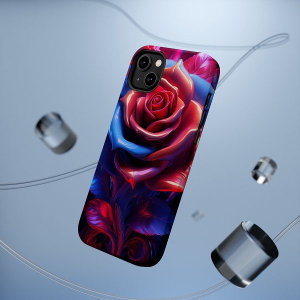 Red and Blue Rose- Custom Magnetic Tough Case for iPhone - Dual Layer Protection with MagSafe® Compatibility - Matte or Glossy Finish - Image 25