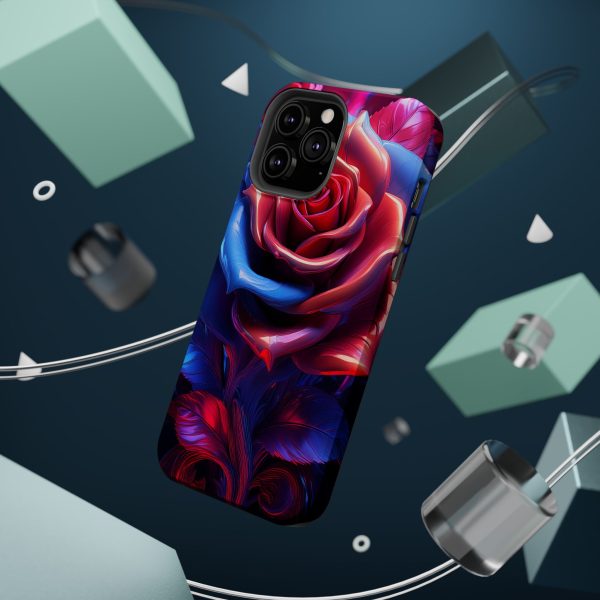 Red and Blue Rose- Custom Magnetic Tough Case for iPhone - Dual Layer Protection with MagSafe® Compatibility - Matte or Glossy Finish - Image 73