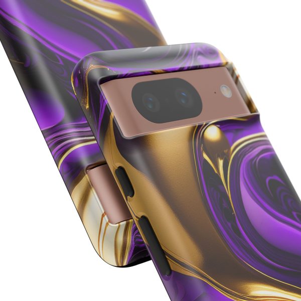 Purple and Gold Liquid iPhone | Samsung | Samsung Galaxy | Google Pixel - Cell Phone Tough Cases - Image 231